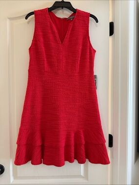Sharagano Red Textured Sheath Dress